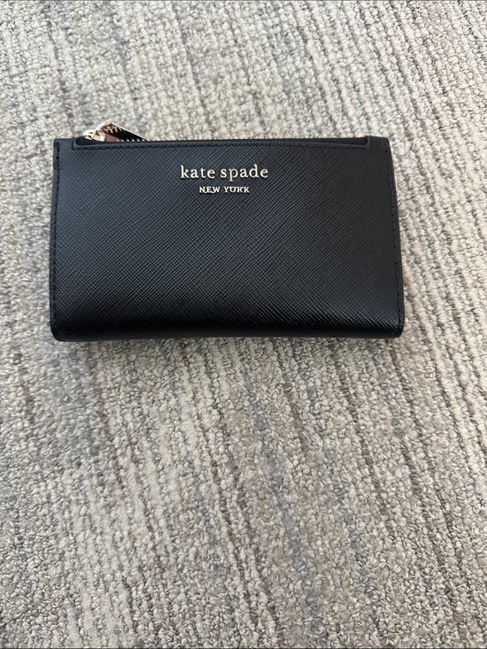 kate spade Accessories - kate spade Black Saffiano Zip Wallet with Gold Logo
